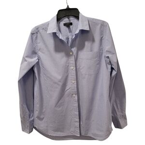 J. Crew Women's Sky Blue Casual Button Down Shirt, 100% Cotton, Long Sleeve